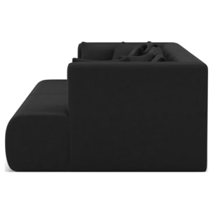 Onyx - canapé droit 4 places avec double méridienne - assise profonde - en velours côtelé - Noir