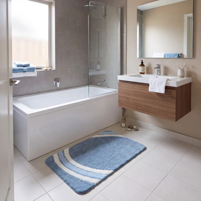 Tapis de bain Microfibre CURVE Bleu Spirella