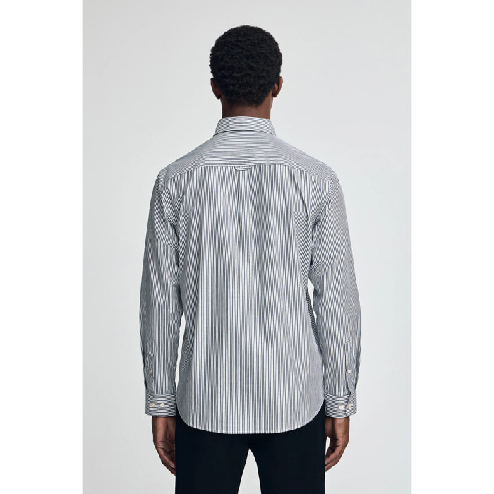 Camicia blu marino a righe regular fit con logo Rigby Go