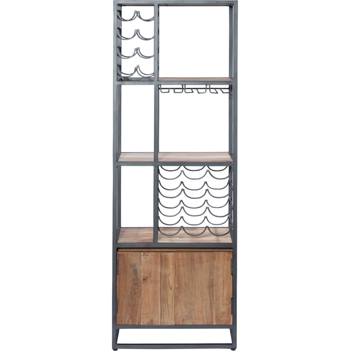 CREDENZA PORTABOTTIGLIE CON 2 SPORTELLI IN LEGNO E METALLO - misura: 60X30X180 cm