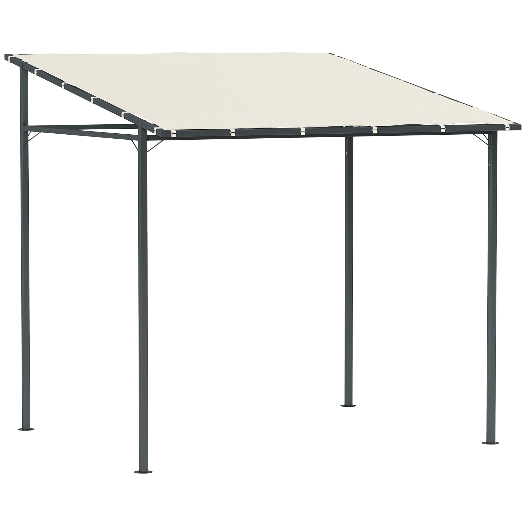 Pérgola de Pared 2,4x2,4 m Cenador de Jardín con Techo Inclinado Protección UV 30+ Impermeable y Marco de Metal para Patio Terraza Balcón Crema