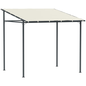 Pérgola de Pared 2,4x2,4 m Cenador de Jardín con Techo Inclinado Protección UV 30+ Impermeable y Marco de Metal para Patio Terraza Balcón Crema