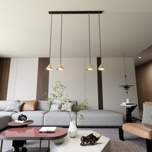 Lampada a sospensione ELIT con diffusori conici oro e struttura nera
