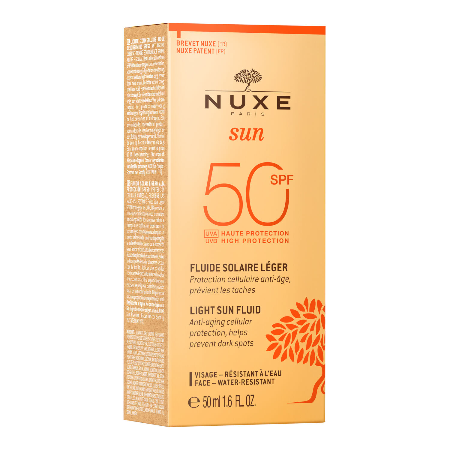 Crème solaire visage Fluide léger Haute Protection SPF50 - Nuxe Sun - Peaux mixtes - 50ml