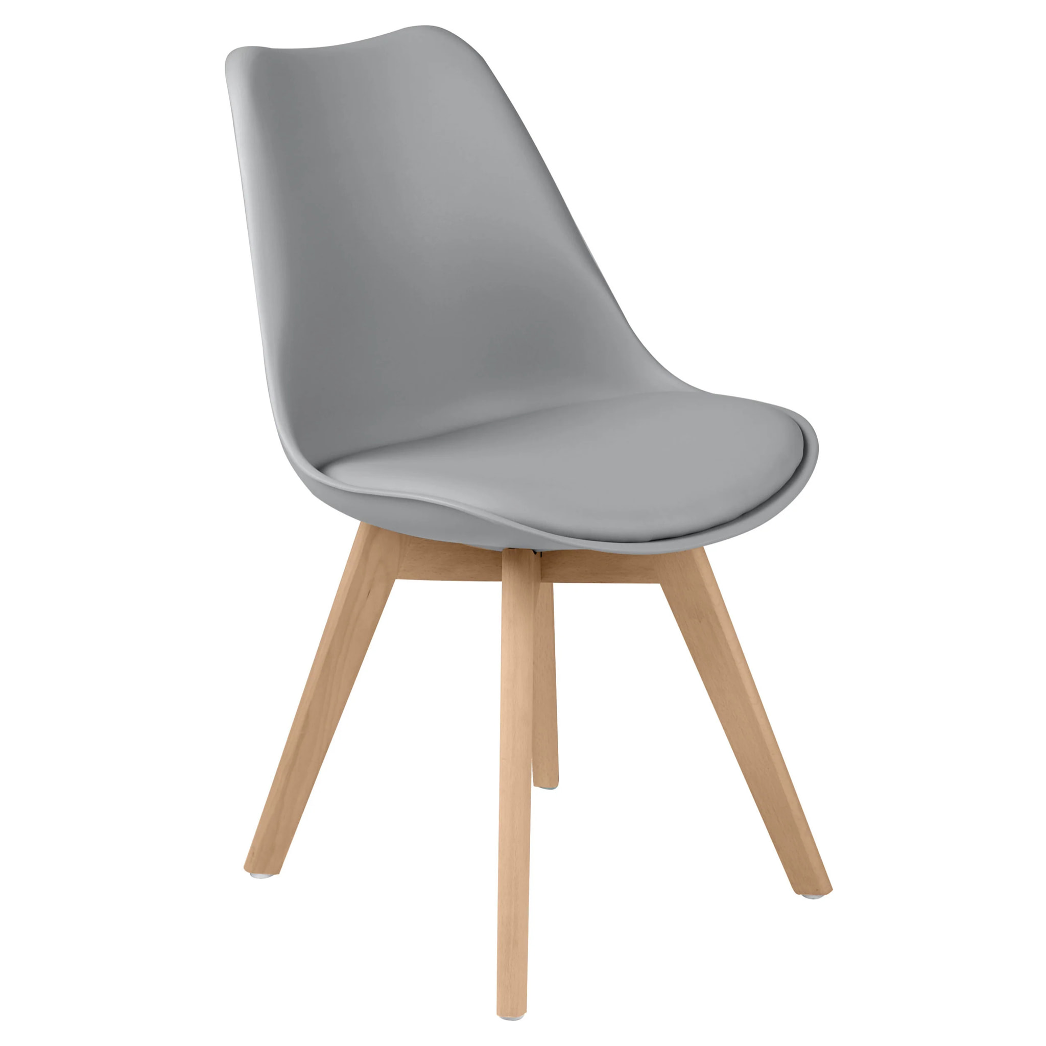 Lot de 2 chaises gris clair et pieds bois - Skandi