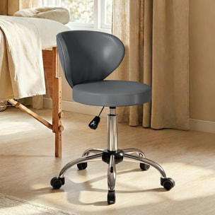 Tabouret de massage travail pivotant réglable 51-66H cm dossier ergonomique gris