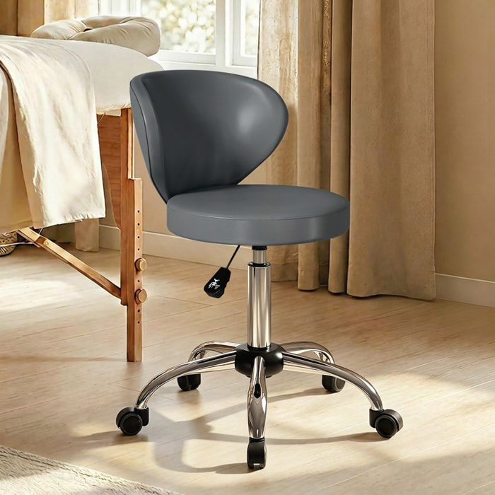 Tabouret de massage travail pivotant réglable 51-66H cm dossier ergonomique gris