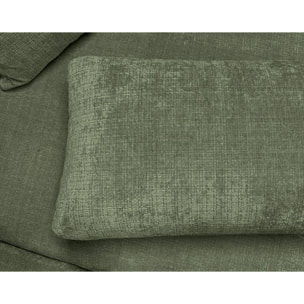 Miro - Canapé d'angle droit 4 places convertible avec coffre en velours texturé - Vert sauge