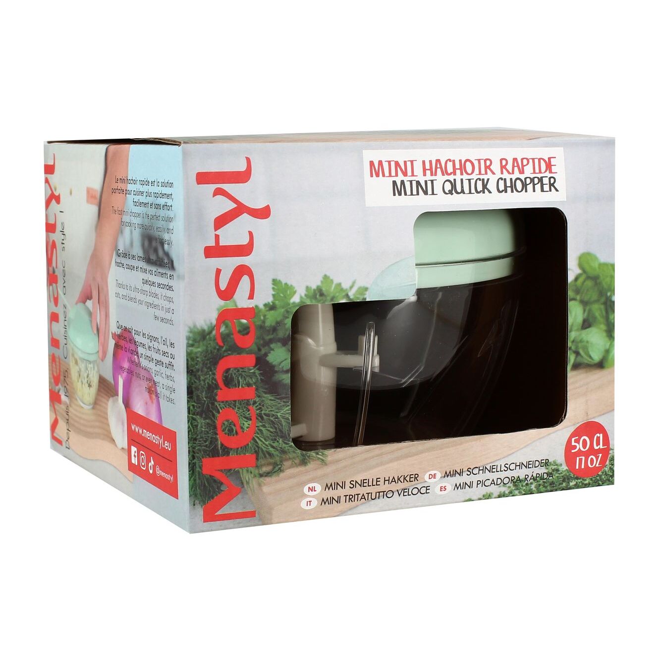 Mini hachoir rapide 50cl en polypropylène et acier inoxydable