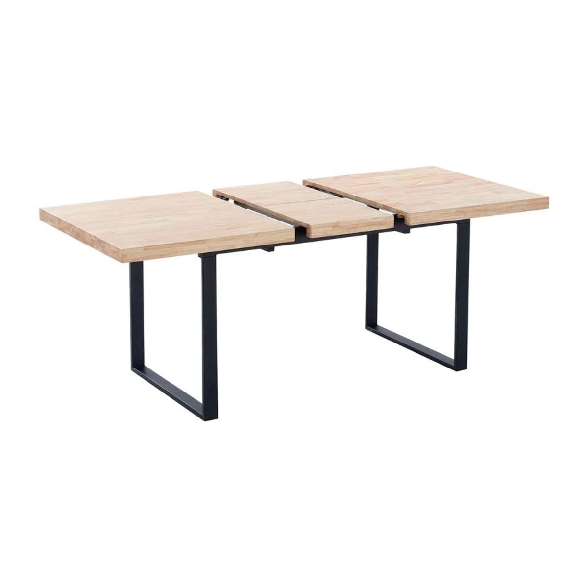 Mesa de comedor extensible Natural Roble salvaje - Negro