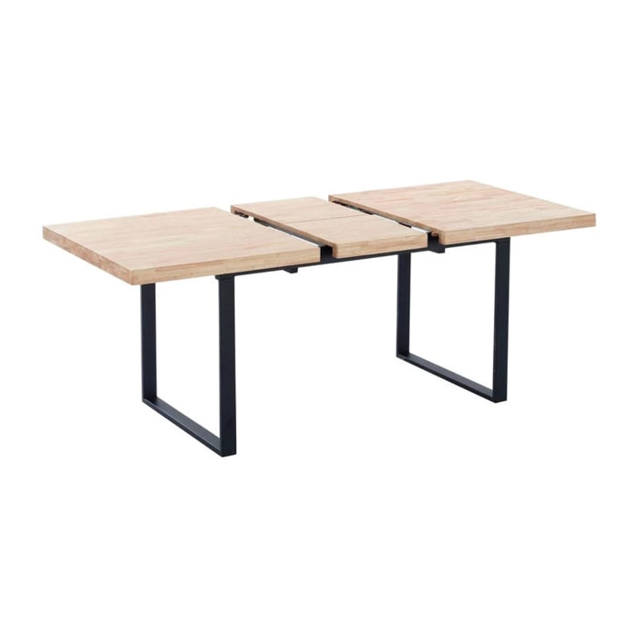 Mesa de comedor extensible Natural Roble salvaje - Negro