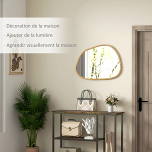 Miroir mural décoratif forme organique dim. 80L x 60H cm cadre bois de pin verni