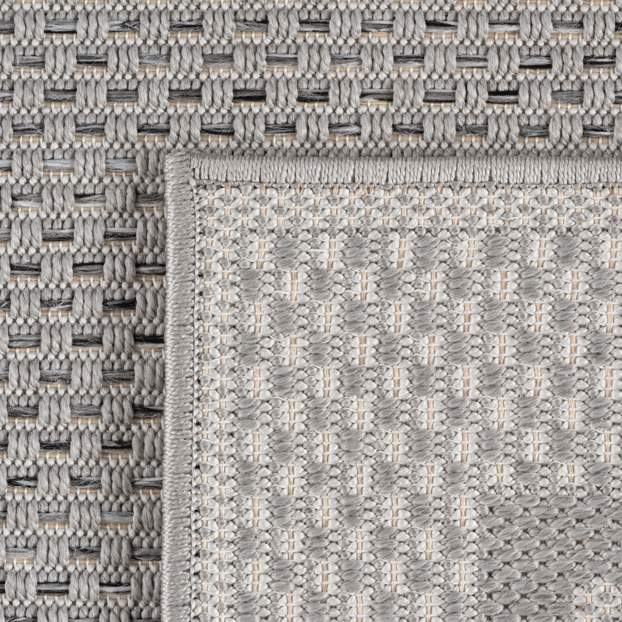 DESERT - Tapis rond intérieur/extérieur gris, design contemporain