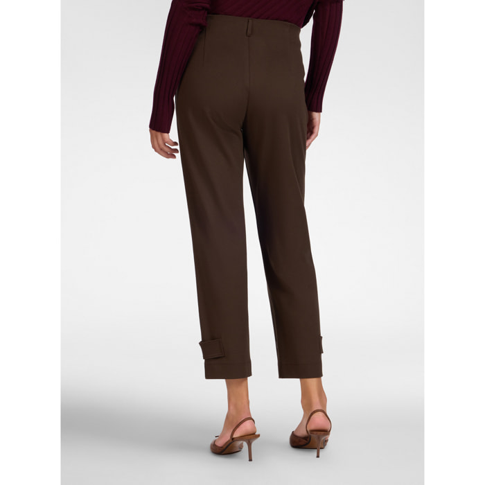Elena Mirò - Pantaloni slim con cinturini al fondo - Marrone