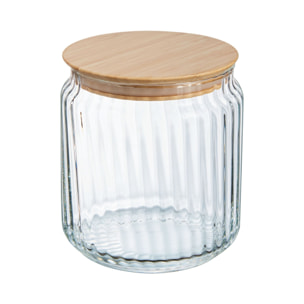 Pot de conservation 0.75L en verre avec couvercle bambou - Nova Jar - Luminarc