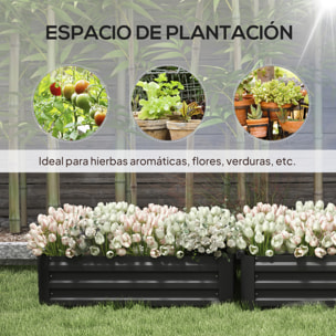 Juego de 2 Jardineras Exterior Grandes de Acero Galvanizado, Huertos Urbanos, Maceteros Exterior Elevados para Plantas, Flores, Terraza, Resistente a la Intemperie, 100x50x30 cm, Negro