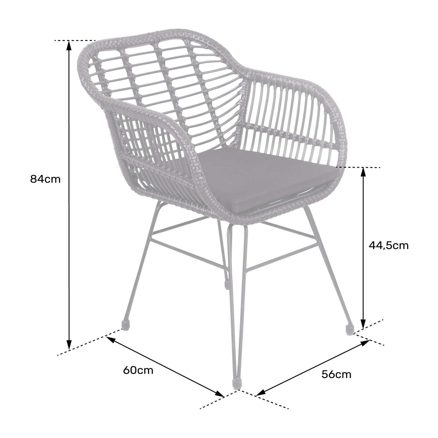 Lot de 2 fauteuils en rotin synthétique noirs avec coussins CINTA
