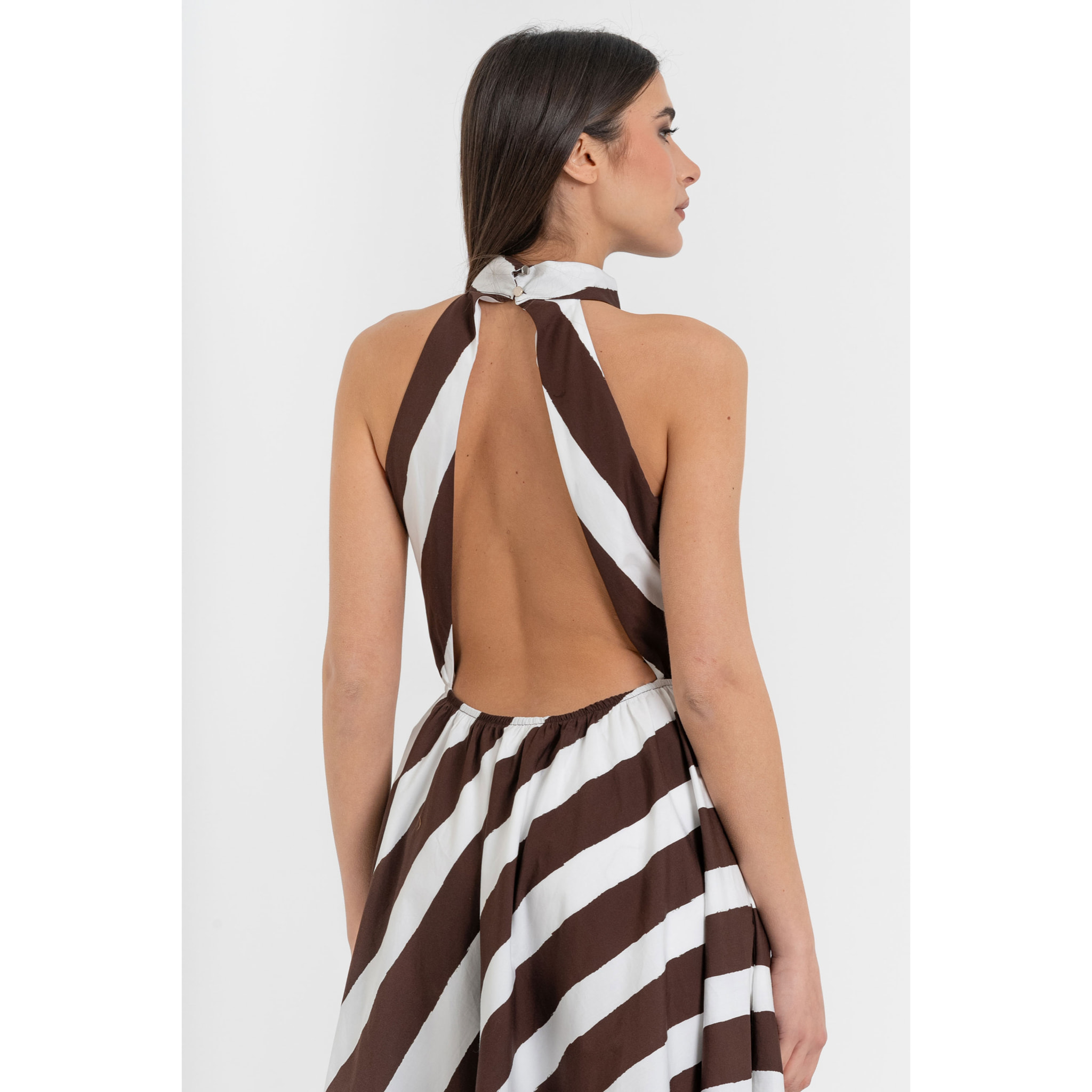 Kocca - Abito lungo a righe in cotone con scollo all'americana Donna
