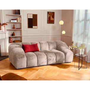 Ava - canapé 3 places en velours texturé - Beige
