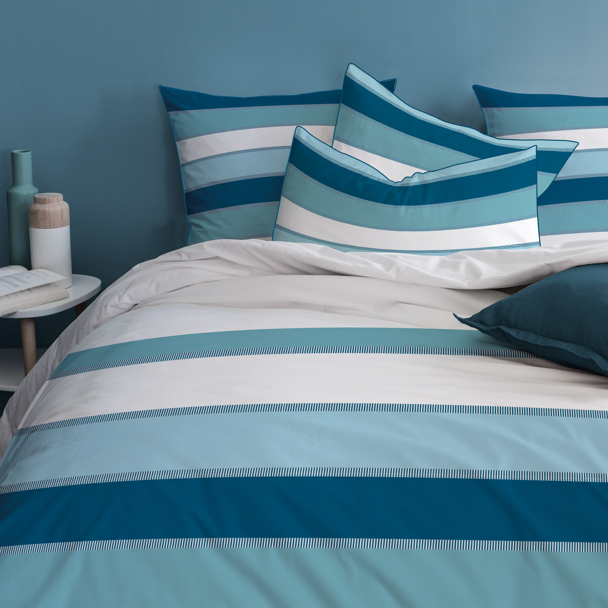 Parure de lit imprimée 100% coton, TENDANCE OCÉANE