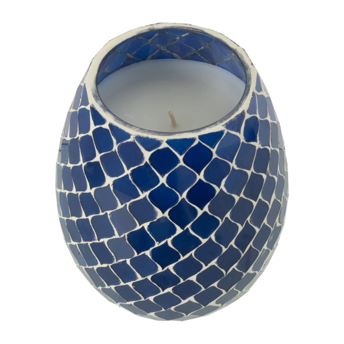 J-Line bougie parfumée Mia Mosaïque - Juniper Love - verre - bleu - small - 90H