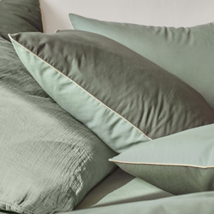 Housse de couette bicolore en coton, BONS JOURS, Vert Palme/ Vert Aloe