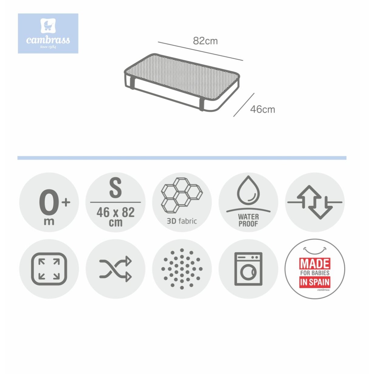 Cambrass Protector Colchon 3D-Minicuna Liso E