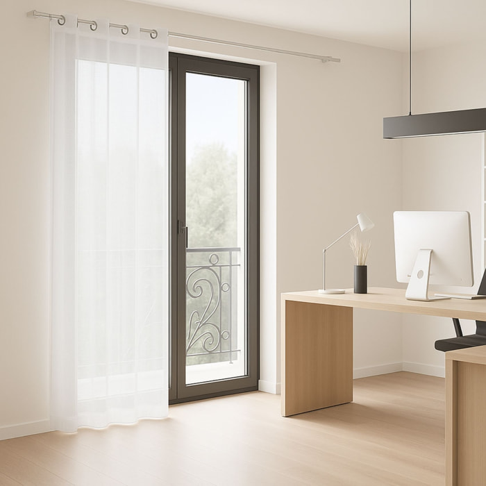 Voilage ignifugé M1 non feu à œillets - Blanc