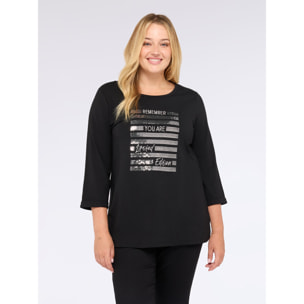 Fiorella Rubino - T-shirt con scritta motivazionale glitterata - Nero