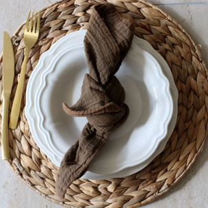 Lot de 6 assiettes plates en grès blanc 26cm CHARLOTTE