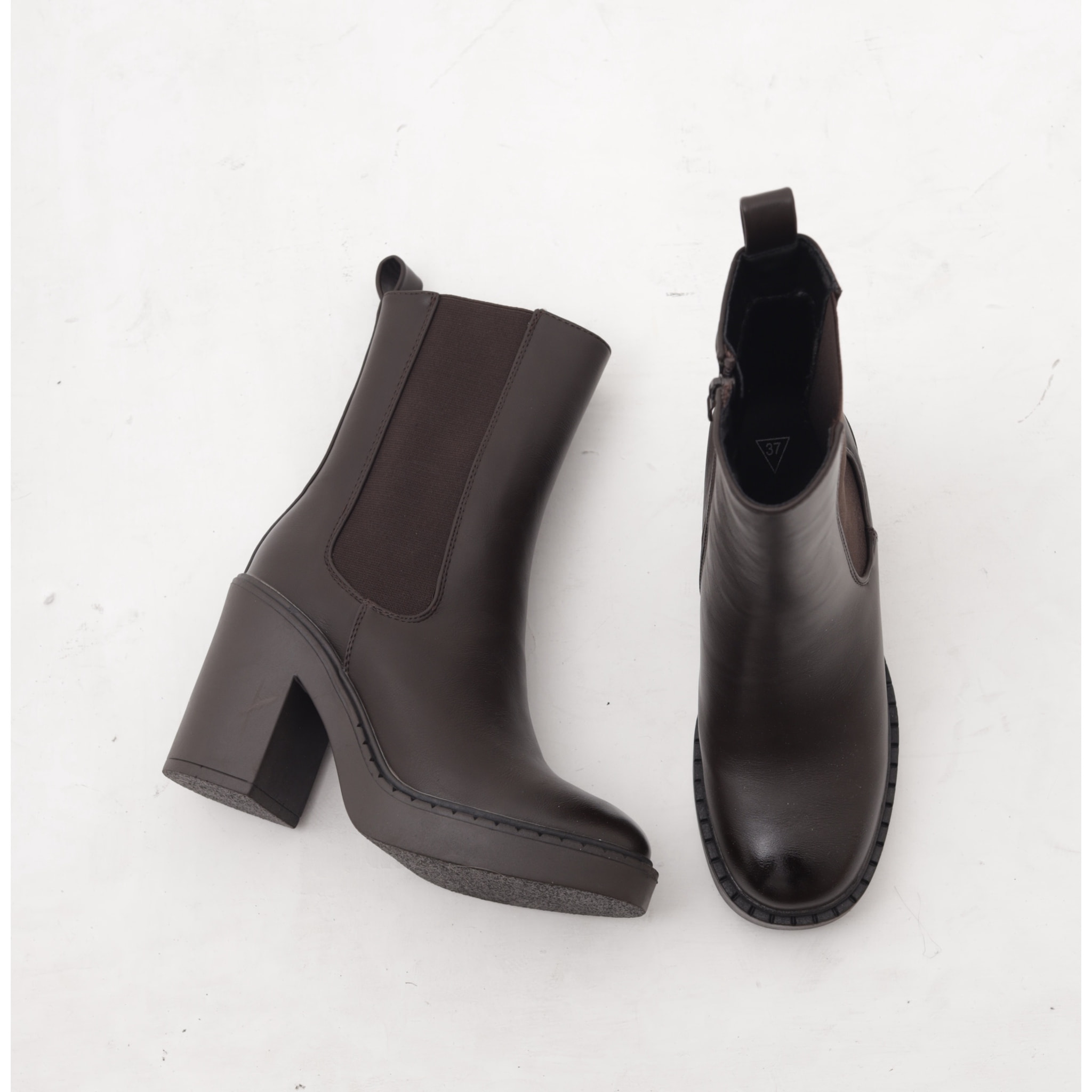 STIVALETTO ELASTICO ZIP TACCO TESTA DI MORO