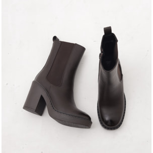 STIVALETTO ELASTICO ZIP TACCO TESTA DI MORO