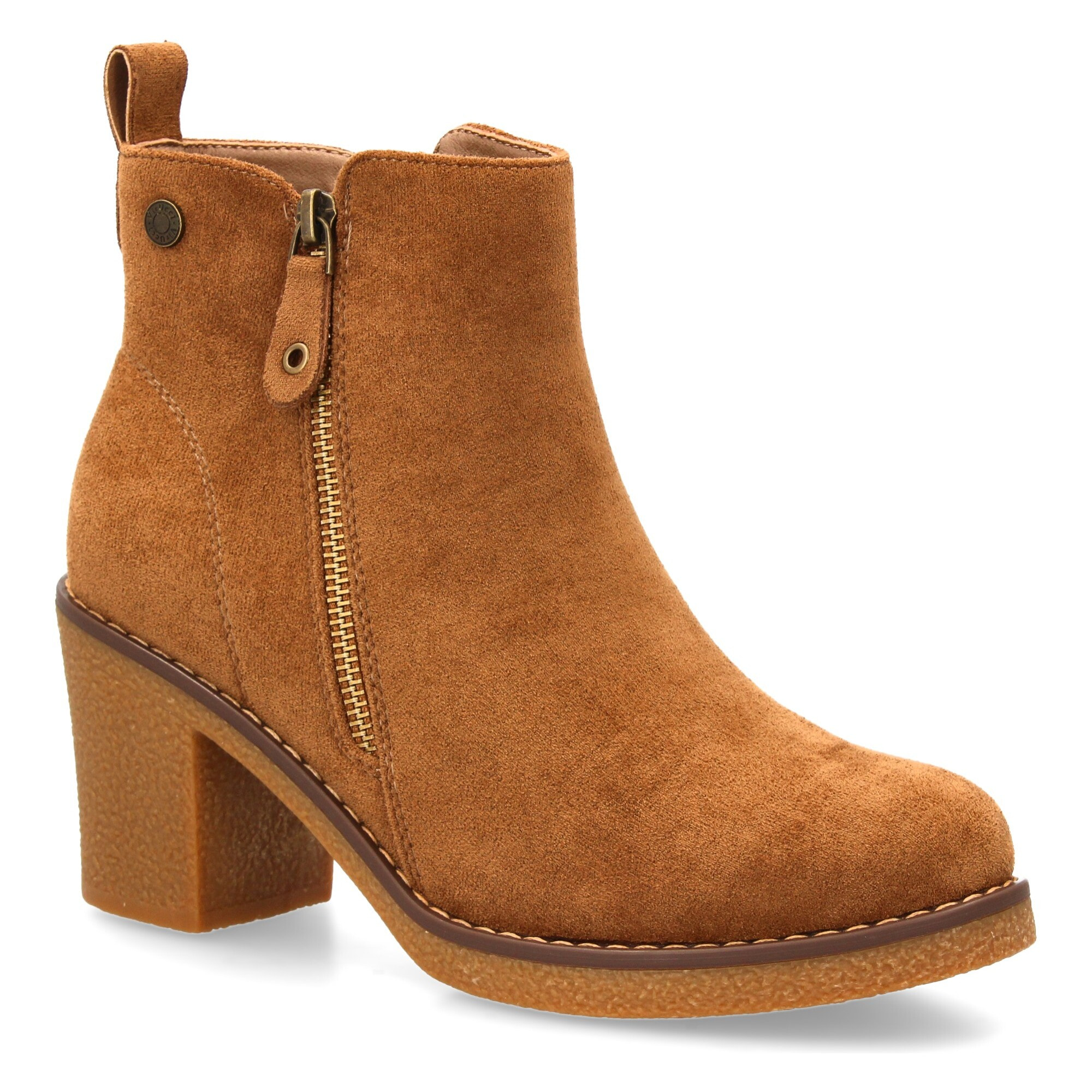 Botín negro tacón ancho con cremallera