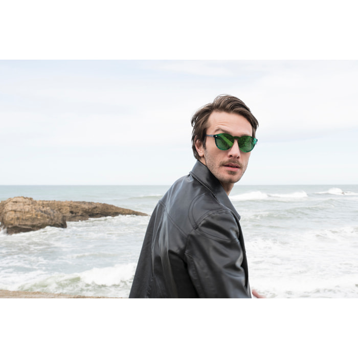 Gafas de sol PALO ALTO RIGA - Negro mate / Plana tipo espejo plateado