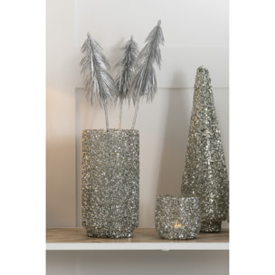 J-Line photophore Paillettes - verre - argent - large