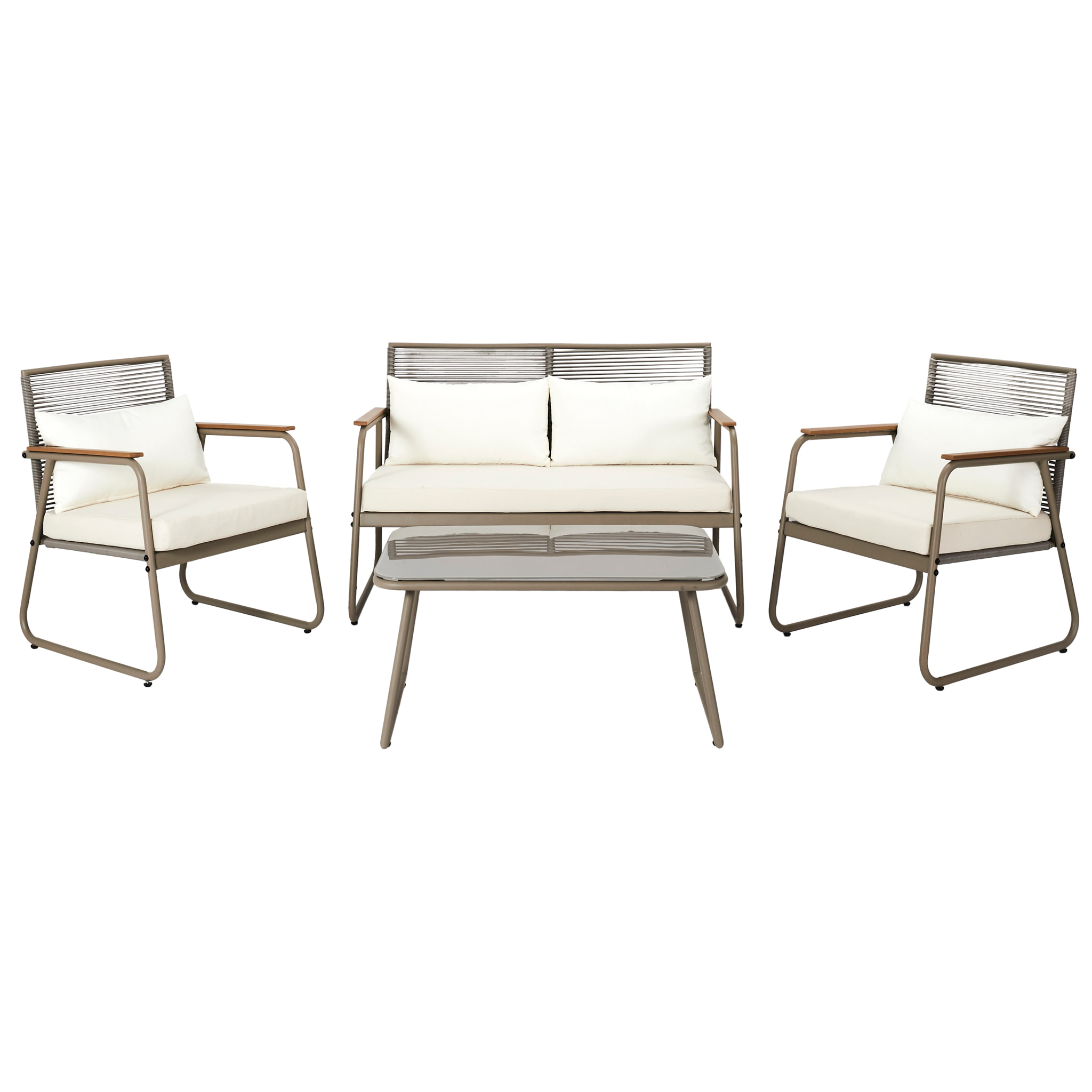 Salon De Jardin Palma Beige 4 Pcs