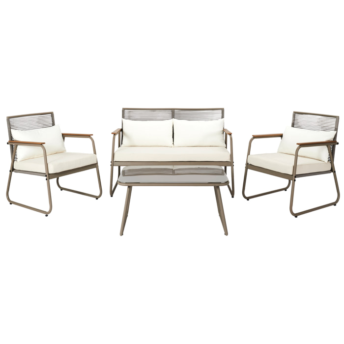 Salon De Jardin Palma Beige 4 Pcs