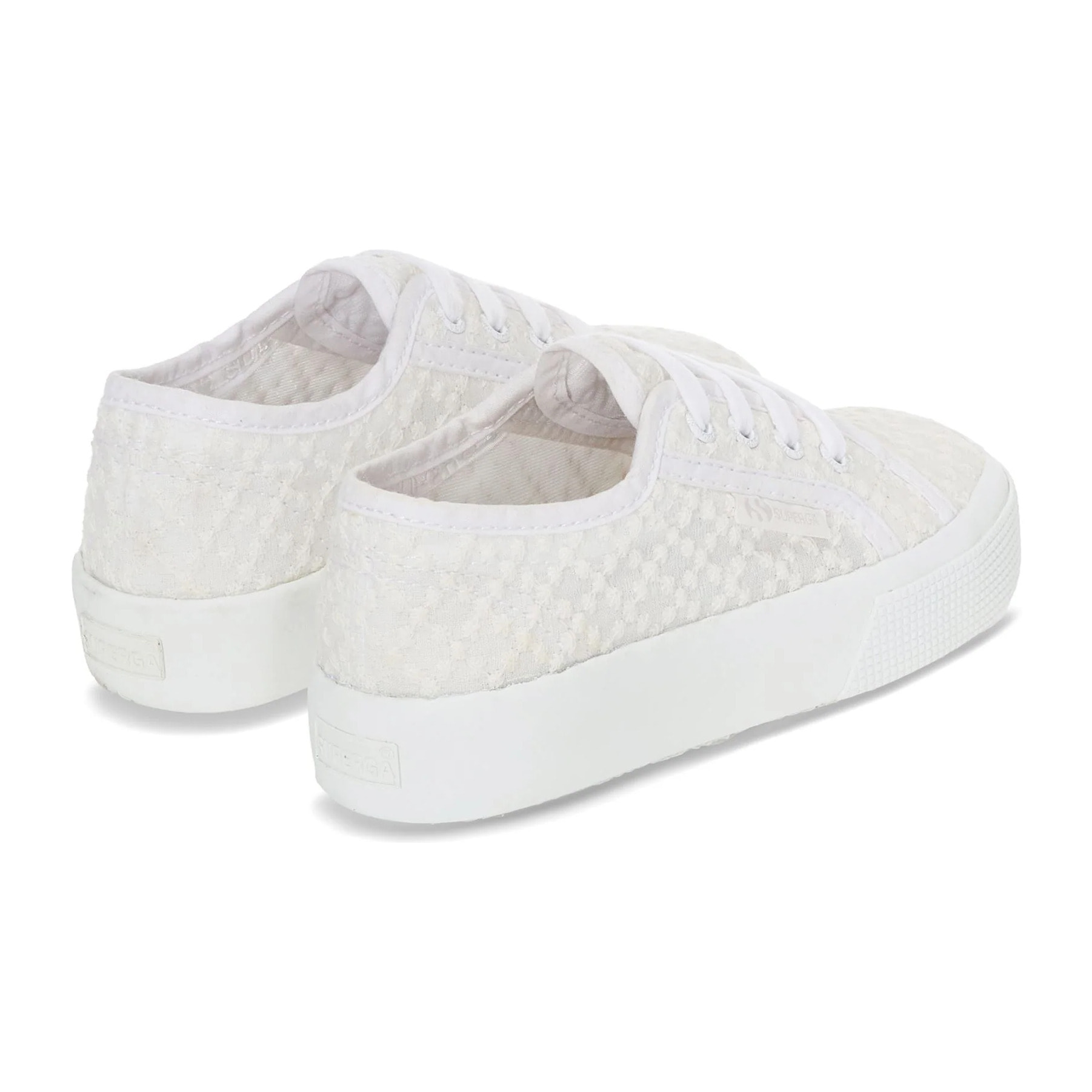 Superga Scarpe da donna WEDGE BAMBINA 2730 KIDS MACRAME RHOMBUS TOTAL WHITE