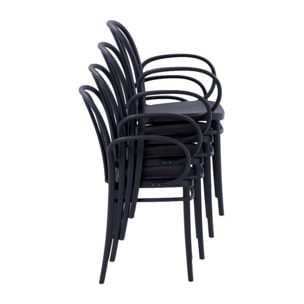 Set di 2 sedie NEWCASTLE in polipropilene antracite con braccioli, impilabili