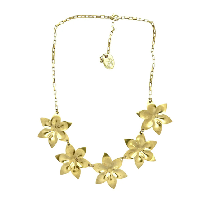 Gargantilla FiveFlower dorado en latón . Gloria Mago design