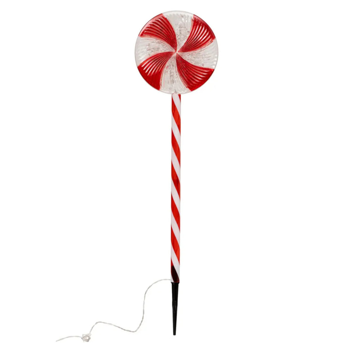 Décoration extérieure sucre d'orge lumineux 20 LED H.70cm