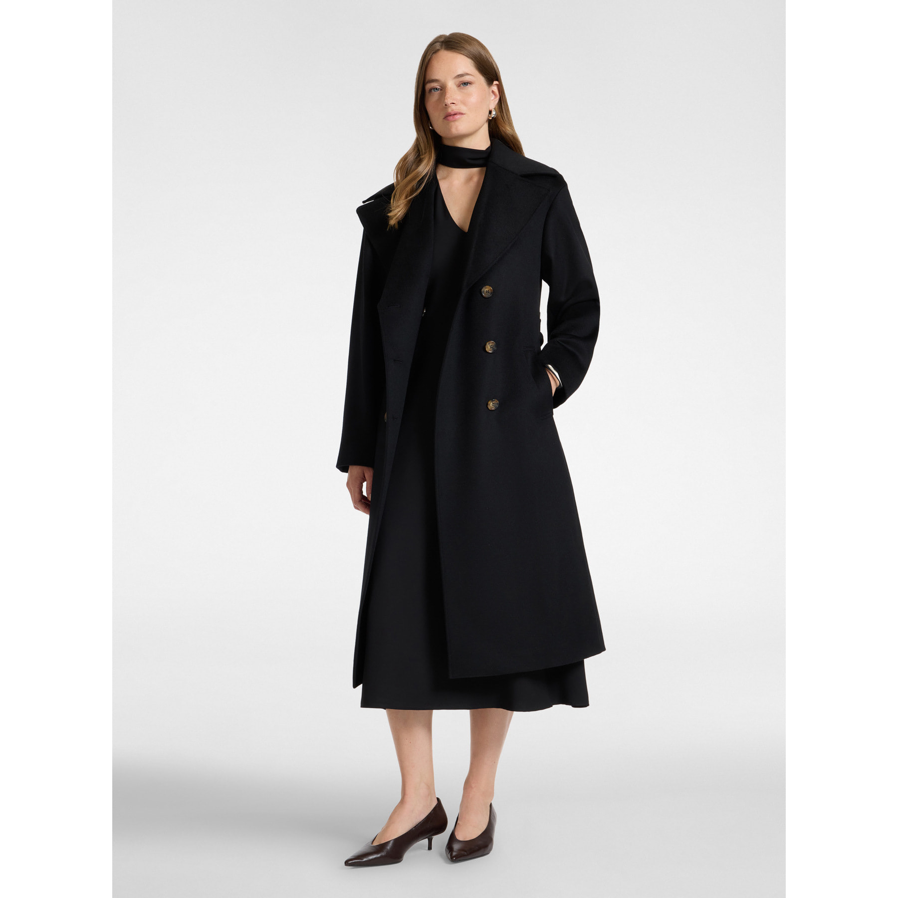 Elena Mirò - Cappotto doppiopetto in lana con cintura - Nero