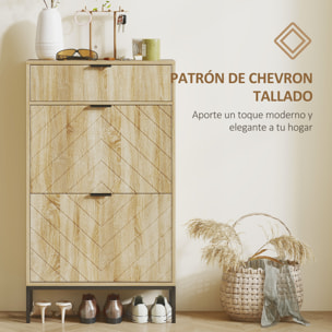 Zapatero Estrecho con 2 Puertas Zapatero Entrada Recibidor con Cajón y Estantes Ajustables para 8 Pares de Zapatos 60x24x105,5 cm Roble