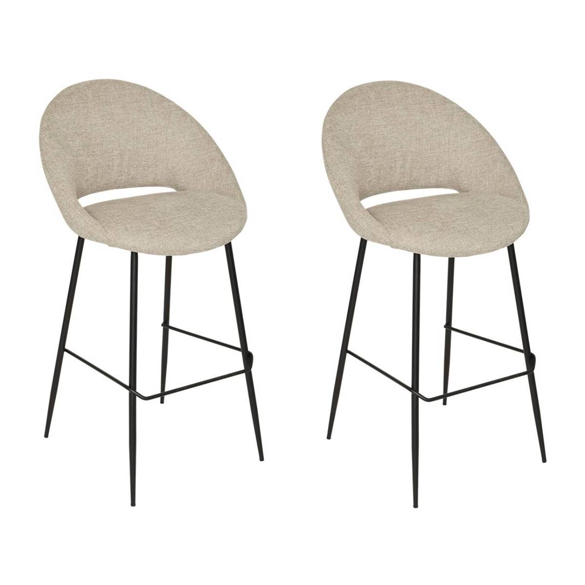 Lot de 2 Tabouret de bar Amago beige 54x52cm