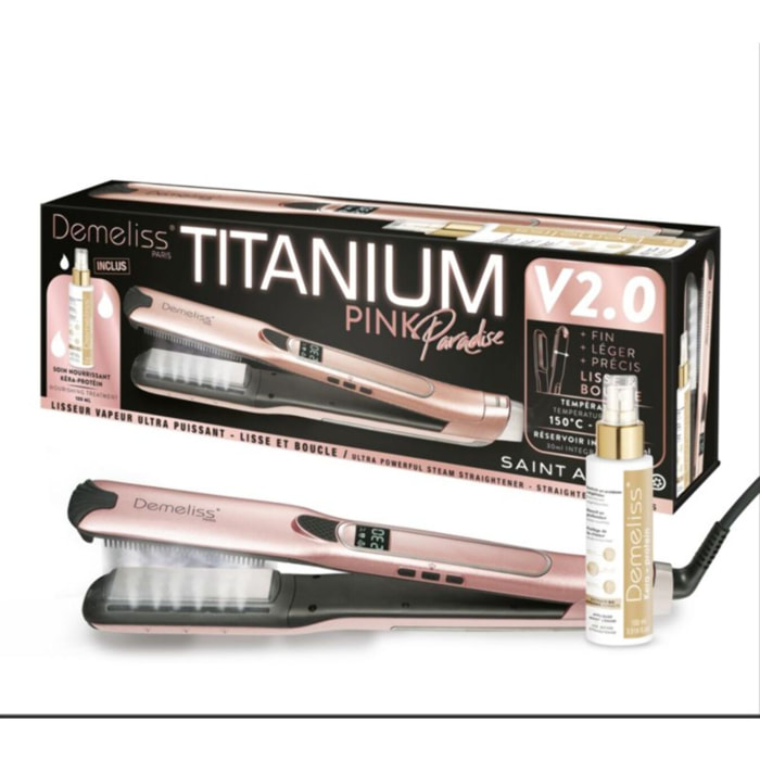 Lisseur vapeur SAINT ALGUE Coffret demeliss titanium 2.0 rose