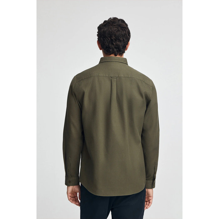 Camicia verde oliva regular fit con collo con bottoni e logo Polo Club