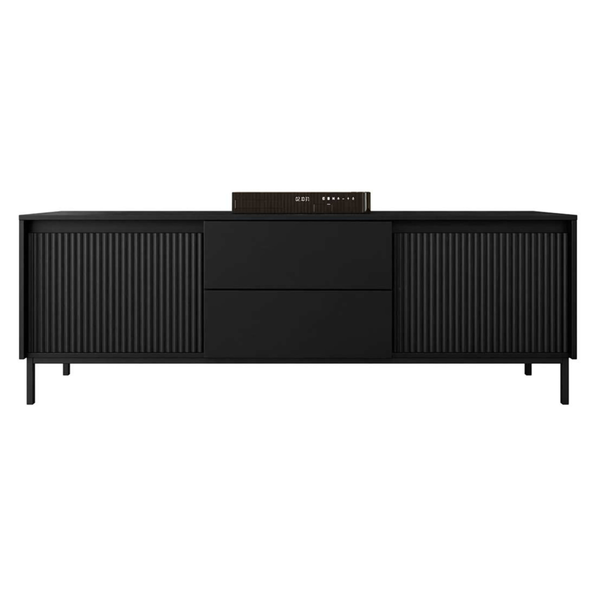 Girona - meuble tv - noir - 2 portes et 2 tiroirs - 174 cm - Noir