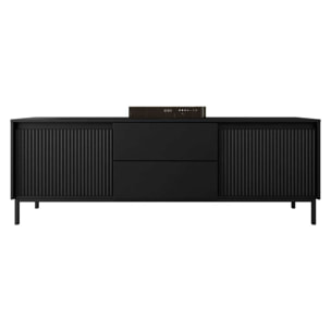Girona - meuble tv - noir - 2 portes et 2 tiroirs - 174 cm - Noir