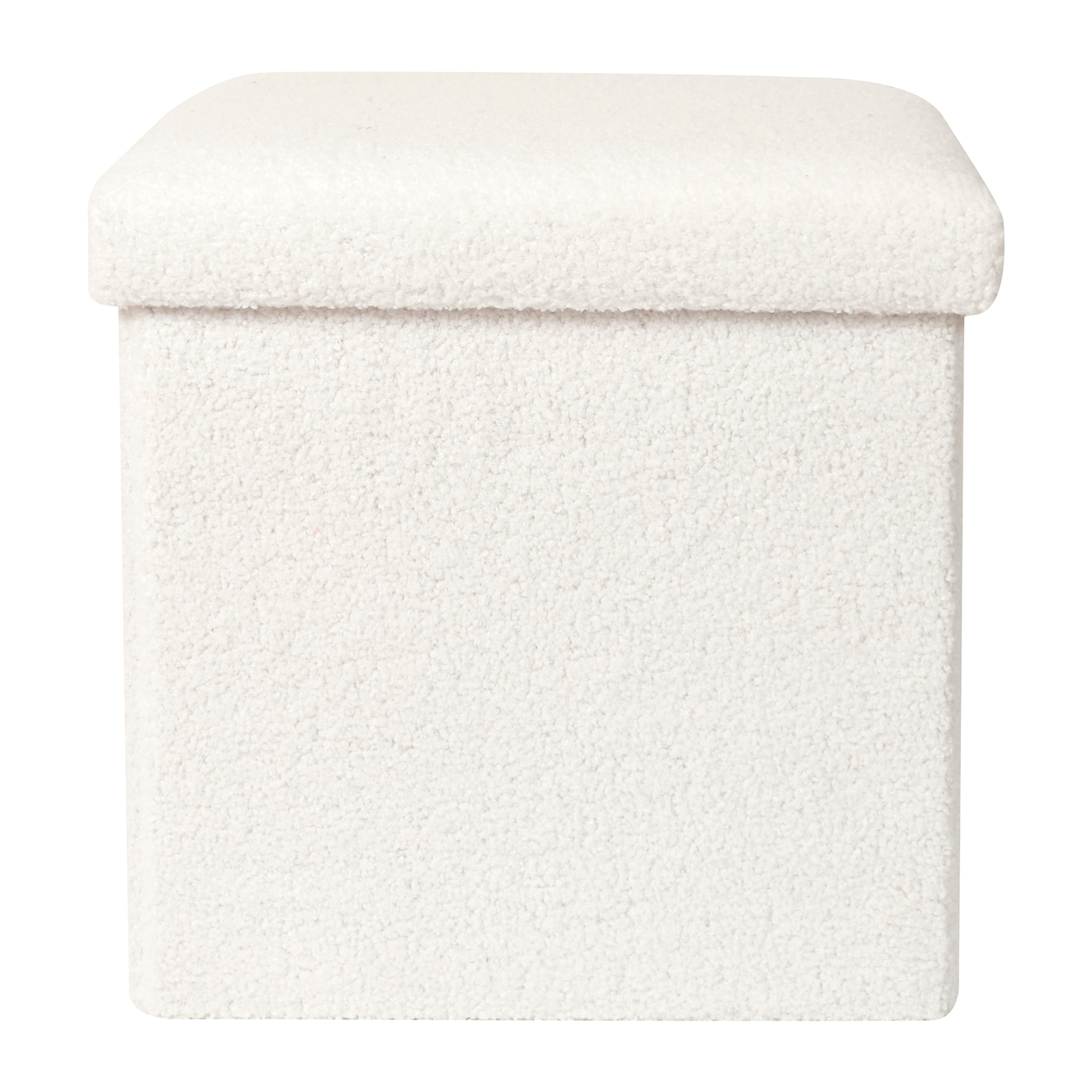 Coffre Pouf Pliable Bouclette Blanc - Lot De 4