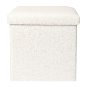 Coffre Pouf Pliable Bouclette Blanc - Lot De 4